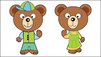 Material de vectores lindo oso de dibujos animados
