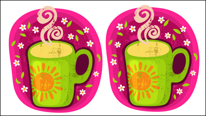 Dibujos animados taza de caf pegatinas 05 - vector de material