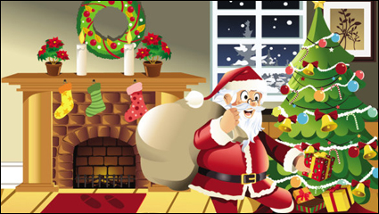 Navidad escena ilustrador 02 - vector de material