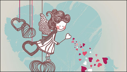 Da de San Valentn ilustrador de dibujos animados 01 - vector de material