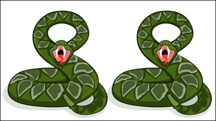 Dibujado a mano serpiente de dibujos animados 03 - vector de material