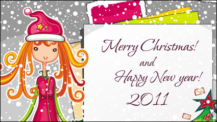 Imagen de niña de dibujos animados de Navidad - vector de material