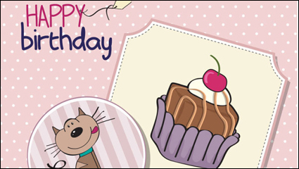 Cartoon tarjeta de cumpleaños de 01 - vector de material