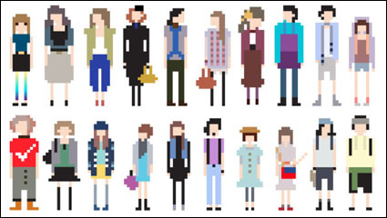 Personaje de dibujos animados pixel art 01 - vector de material