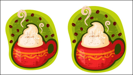 Cartoon caf pegatinas 01 - vector de material