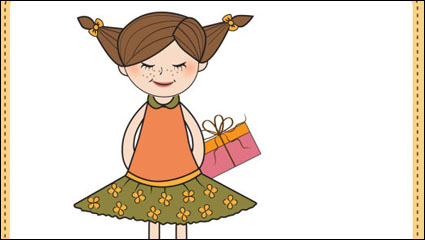Pequeña niña de dibujos animados 01 - vector de material