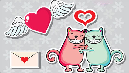 Da de San Valentn ilustrador de dibujos animados 07 - vector de material