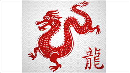 Dragn chino de corte de papel - vector de material