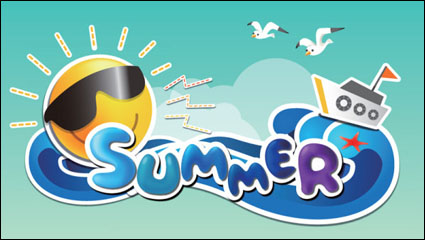 Cartoon Summer Picture 01 - vector de material