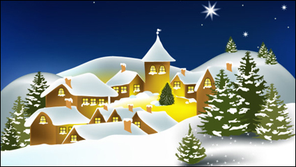 Cartoon Casa de la Navidad de fondo 02 - vector de material