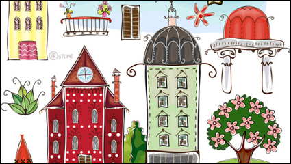 Edificio de dibujos animados - vector de material