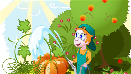 Huerto Cartoon 02 - vector de material