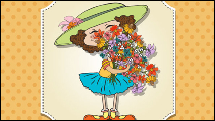 Tarjeta linda chica 03 - vector de material