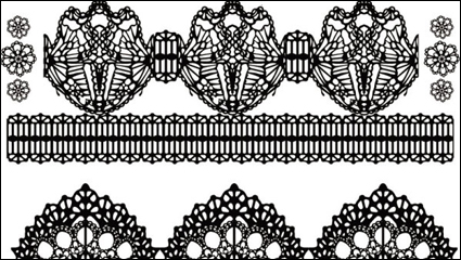 Blanco y negro estampado de flores 01 - vector de material