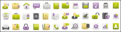 Diseño Web Gris Verde Prpura icono material de vectores