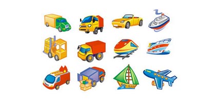 Bonito estilo icono de vectores de transporte de material