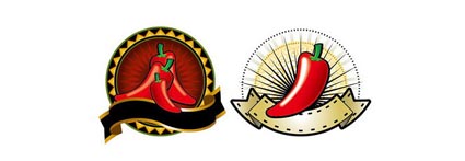2 pimientos rojos tema decoracin vector material
