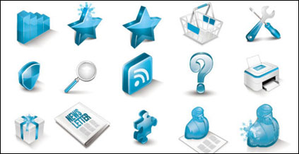 Icono - un hermoso azul tridimensional icono material de vectores