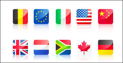 Un icono con una bandera de material de vectores