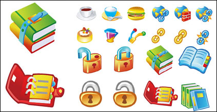 Libros de alimentos icono de bloqueo de vectores material enlace
