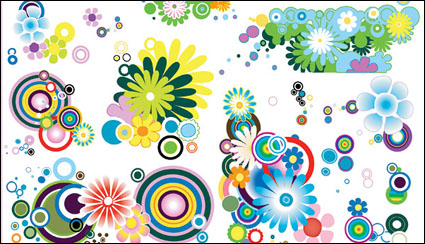 La tendencia de varias flores precioso elemento material de vectores