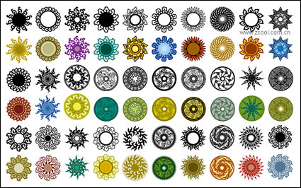 Variedad de elementos clsicos en un patrn circular de material vector-2