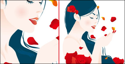 Ptalos de rosa las niñas vector material