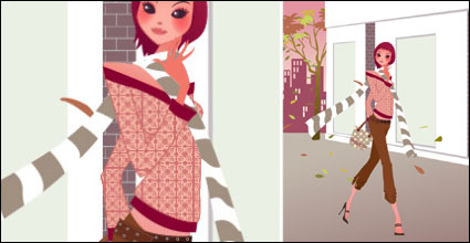 Otoño de moda belleza personalizada vector material