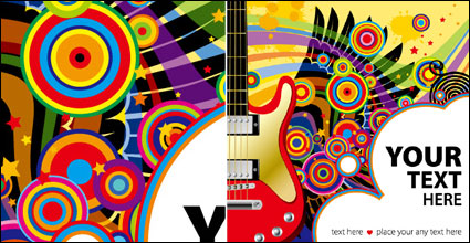 Guitarra, estrellas de material de vectores