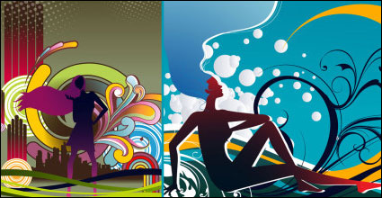 Patrn y mujeres siluetas material vector