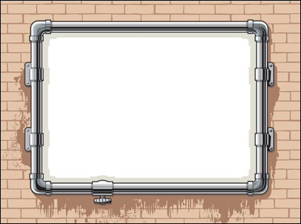 Las tuberas de agua, marco, pared de ladrillo Vector