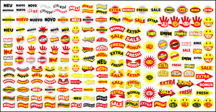 Cartoon-estilo decorativo patrones materiales vector
