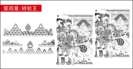 Artefactos budistas diagrama vectorial