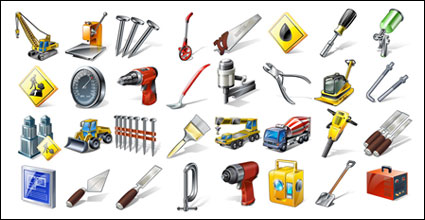 Equipo de ingeniera, herramientas, personas y mercancas icono de