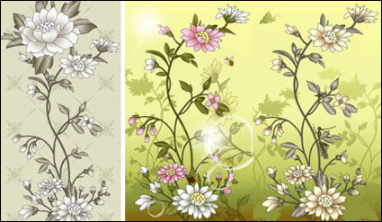 Flores, mariposas, pollitos, gallinas, abejas, saltamontes,