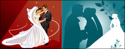 Casado, un beso, el baile, la novia, el novio de vectores