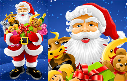 De Santa Claus, osito de peluche, animales de juguete, champn, regalos, sombrero de Navidad
