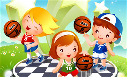 Baloncesto Infantil sincronizado Vector