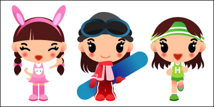 Girls skateboarding, corriendo Vector