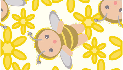 Fondo continuo del vector de flores las abejas