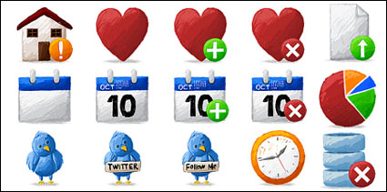 Artistica, twitter, casa, pastel redondo, bases de datos, estadsticas, reloj, tiempo de