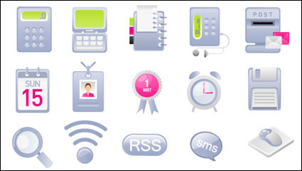Tarjetas de servicio, insignias, reloj alarma, botn de RSS