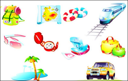 Artculos de viaje vector icono de