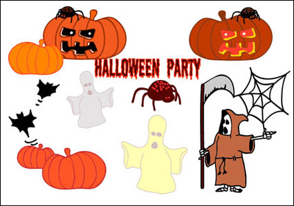 Halloween, fantasmas, calabazas, arañas, murcilagos, demonios,