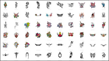 Espadas, dragones, mariposas, rosas, cruces, Phoenix, guilas, vector de ttem
