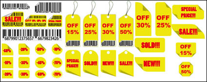 Venta de material de color amarillo Tag Vector