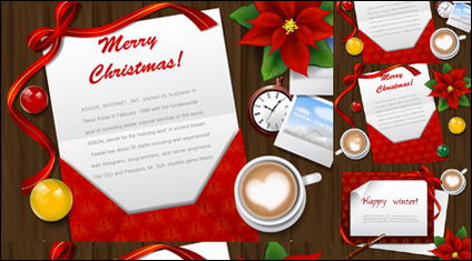 Tarjetas de felicitacin de Navidad Fondos de material Vector