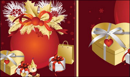 De Navidad, cintas, lazos, vector de regalo