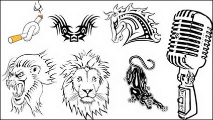 Totem, los tatuajes, los cigarrillos, a caballo, Lionhead, el leopardo de vectores