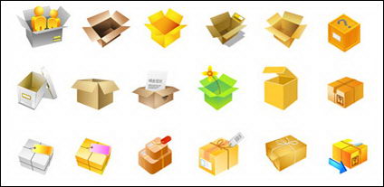 Envases de cartn, frutas, dinero, vectores de envases